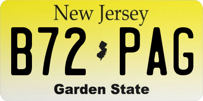 NJ license plate B72PAG