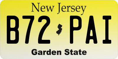 NJ license plate B72PAI