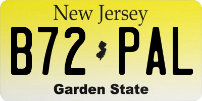 NJ license plate B72PAL