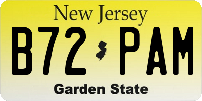 NJ license plate B72PAM