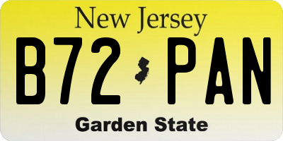 NJ license plate B72PAN