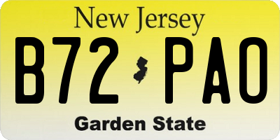 NJ license plate B72PAO
