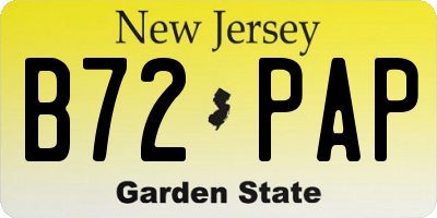 NJ license plate B72PAP