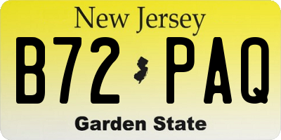 NJ license plate B72PAQ