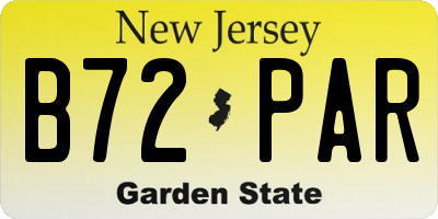 NJ license plate B72PAR