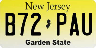 NJ license plate B72PAU