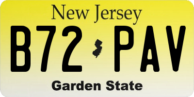 NJ license plate B72PAV