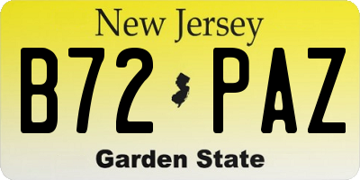 NJ license plate B72PAZ