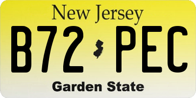 NJ license plate B72PEC