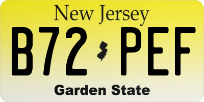 NJ license plate B72PEF
