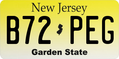 NJ license plate B72PEG