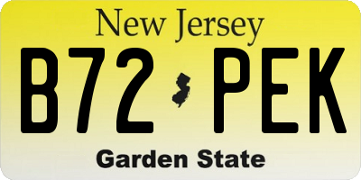 NJ license plate B72PEK