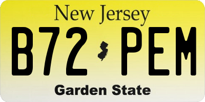 NJ license plate B72PEM