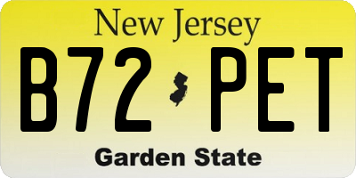 NJ license plate B72PET