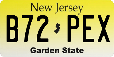 NJ license plate B72PEX