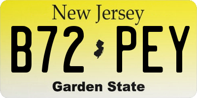 NJ license plate B72PEY