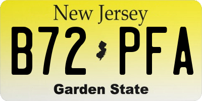 NJ license plate B72PFA