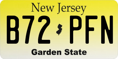 NJ license plate B72PFN