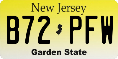 NJ license plate B72PFW