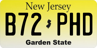NJ license plate B72PHD