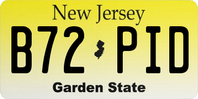 NJ license plate B72PID