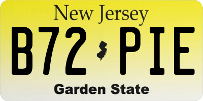 NJ license plate B72PIE