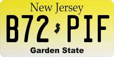 NJ license plate B72PIF