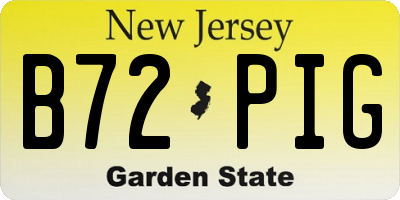 NJ license plate B72PIG