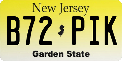 NJ license plate B72PIK