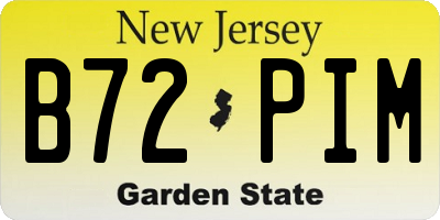 NJ license plate B72PIM