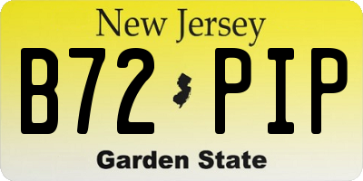 NJ license plate B72PIP