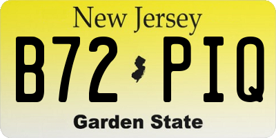 NJ license plate B72PIQ