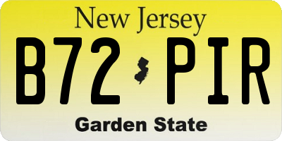 NJ license plate B72PIR