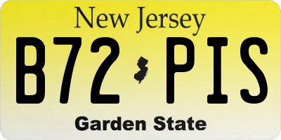 NJ license plate B72PIS