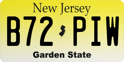 NJ license plate B72PIW