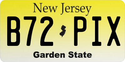 NJ license plate B72PIX