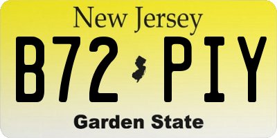 NJ license plate B72PIY