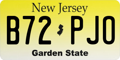 NJ license plate B72PJO