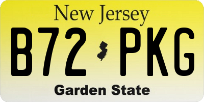 NJ license plate B72PKG