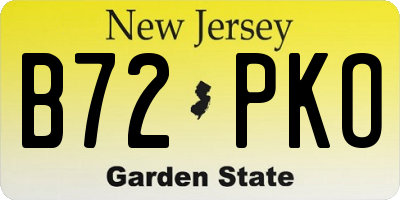 NJ license plate B72PKO