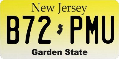 NJ license plate B72PMU