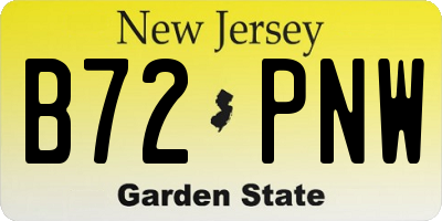 NJ license plate B72PNW
