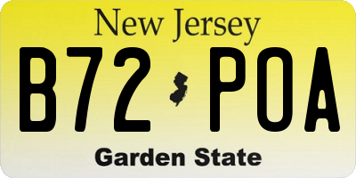NJ license plate B72POA