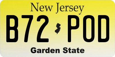 NJ license plate B72POD