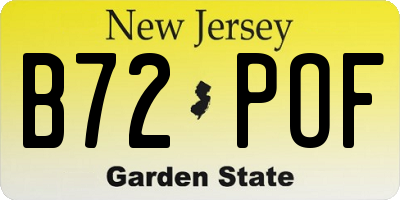 NJ license plate B72POF