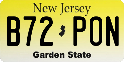 NJ license plate B72PON
