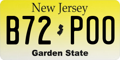 NJ license plate B72POO
