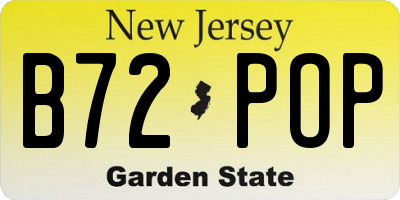 NJ license plate B72POP