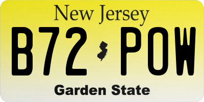 NJ license plate B72POW