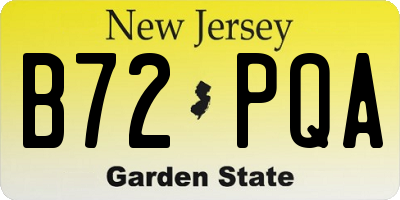 NJ license plate B72PQA